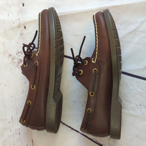 Rockport Shoes Rockport Perth Boat Deck Shoes Dark Brown Leather